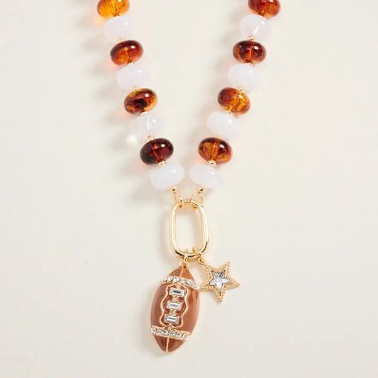 18 In Football Star Pendant Bead Necklace