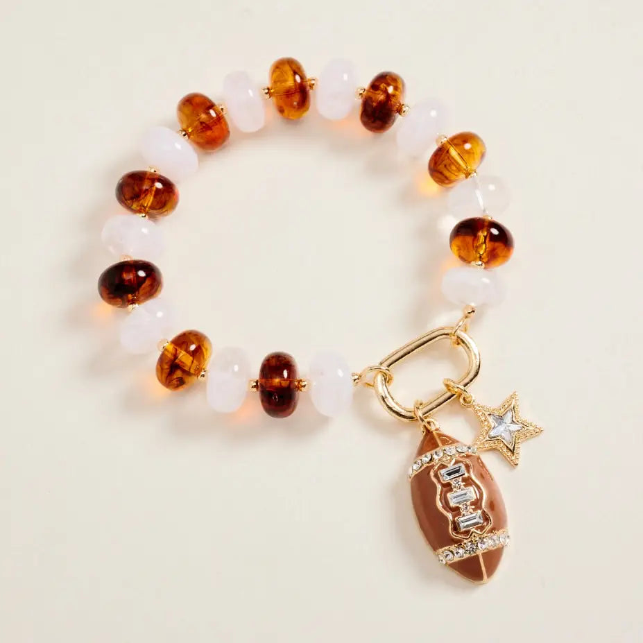 7.25 In Football Star Beaded Stretch Bracelet