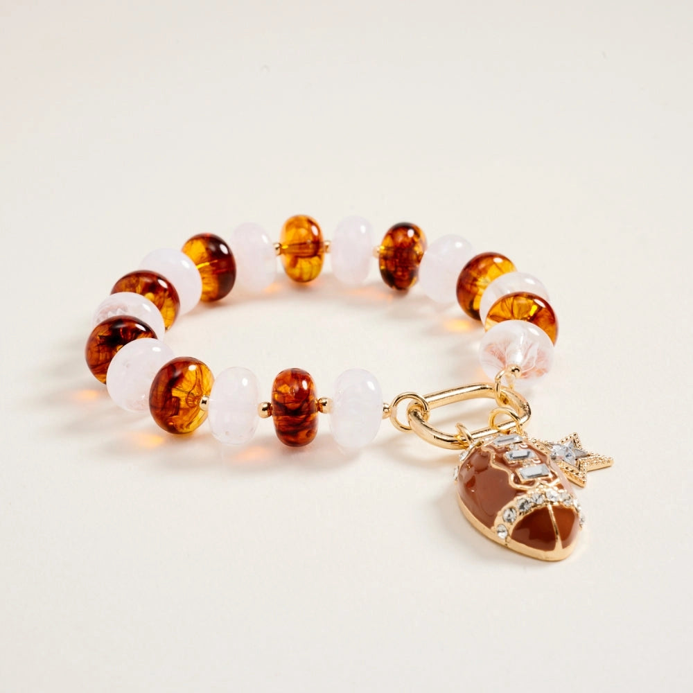 7.25 In Football Star Beaded Stretch Bracelet