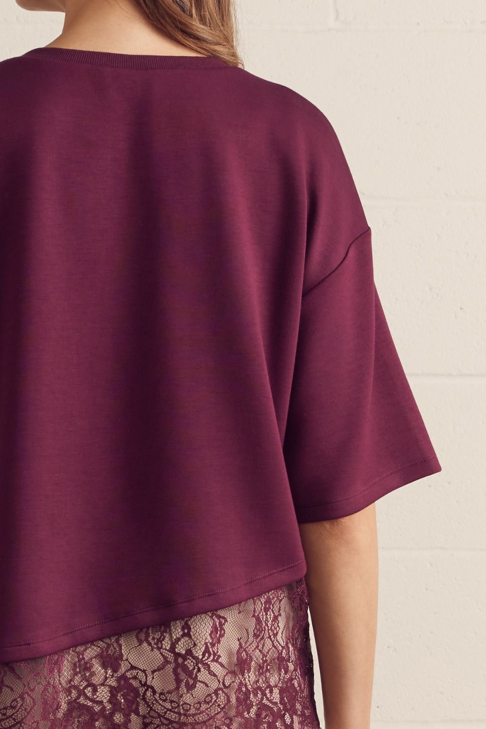 Lace Trimmed Short Sleeve Top
