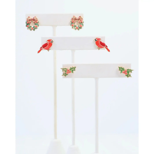 Wreath and Holly Earring Set