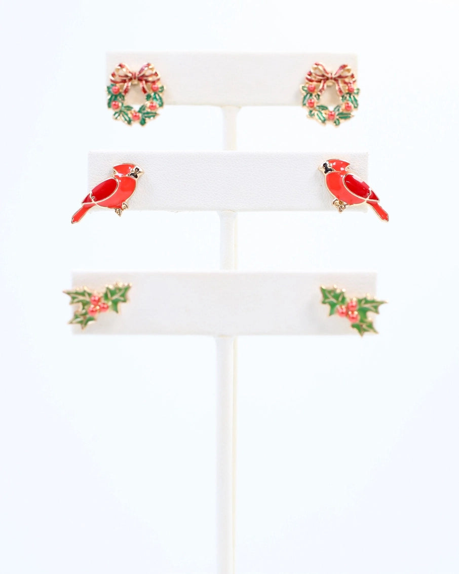 Wreath and Holly Earring Set