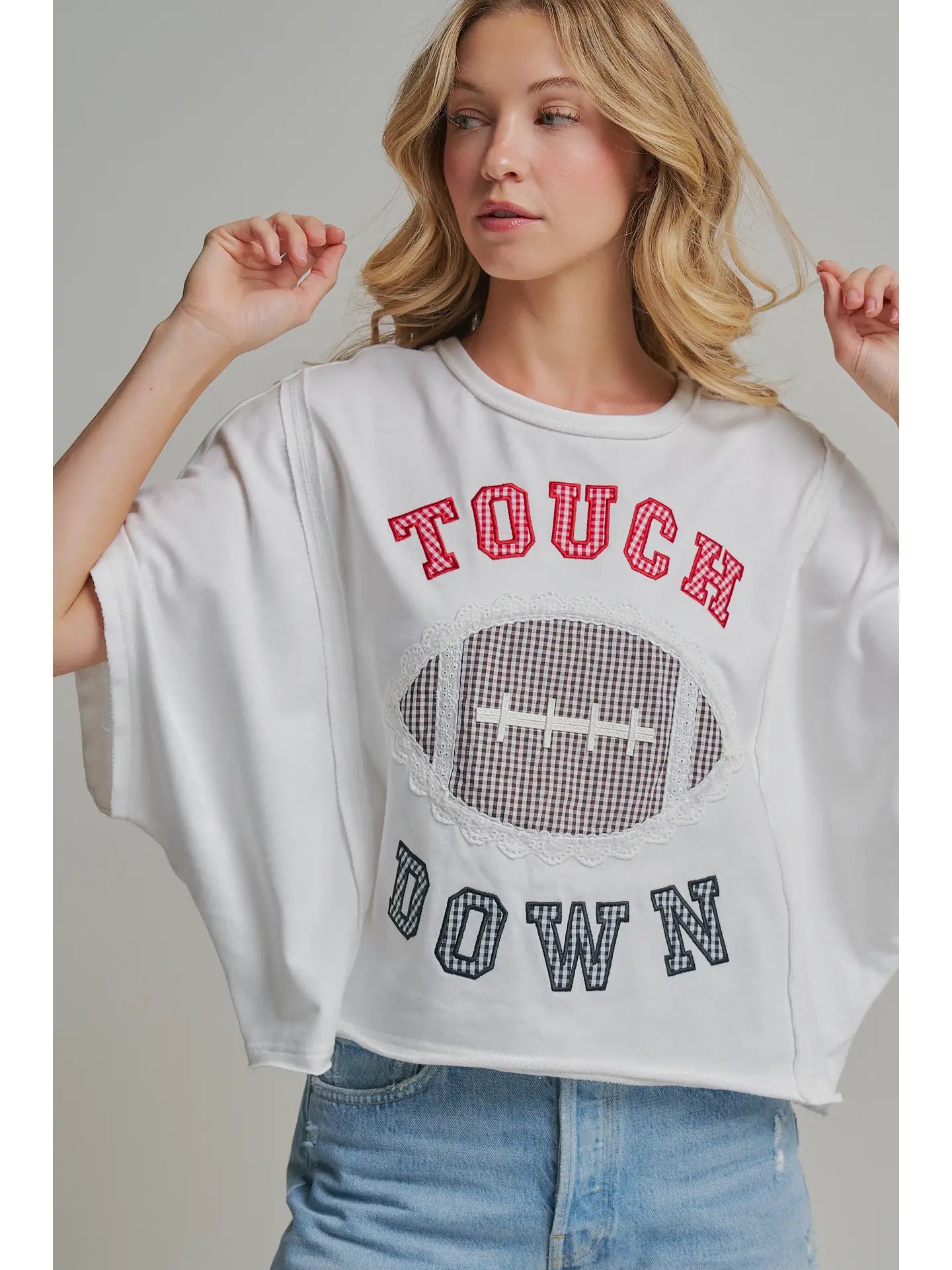 Football Touchdown Letter Patch Gameday Top