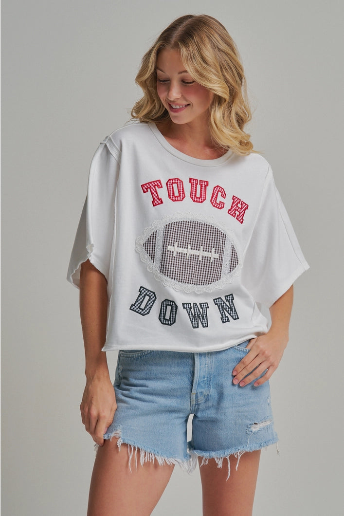 Football Touchdown Letter Patch Gameday Top