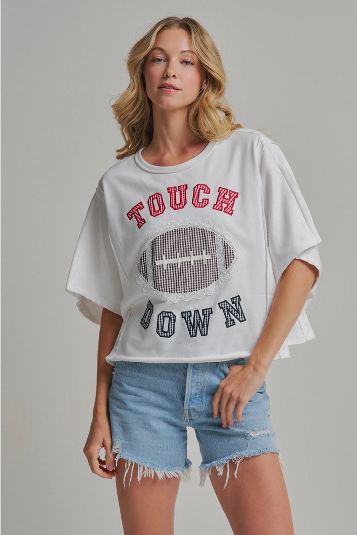 Football Touchdown Letter Patch Gameday Top